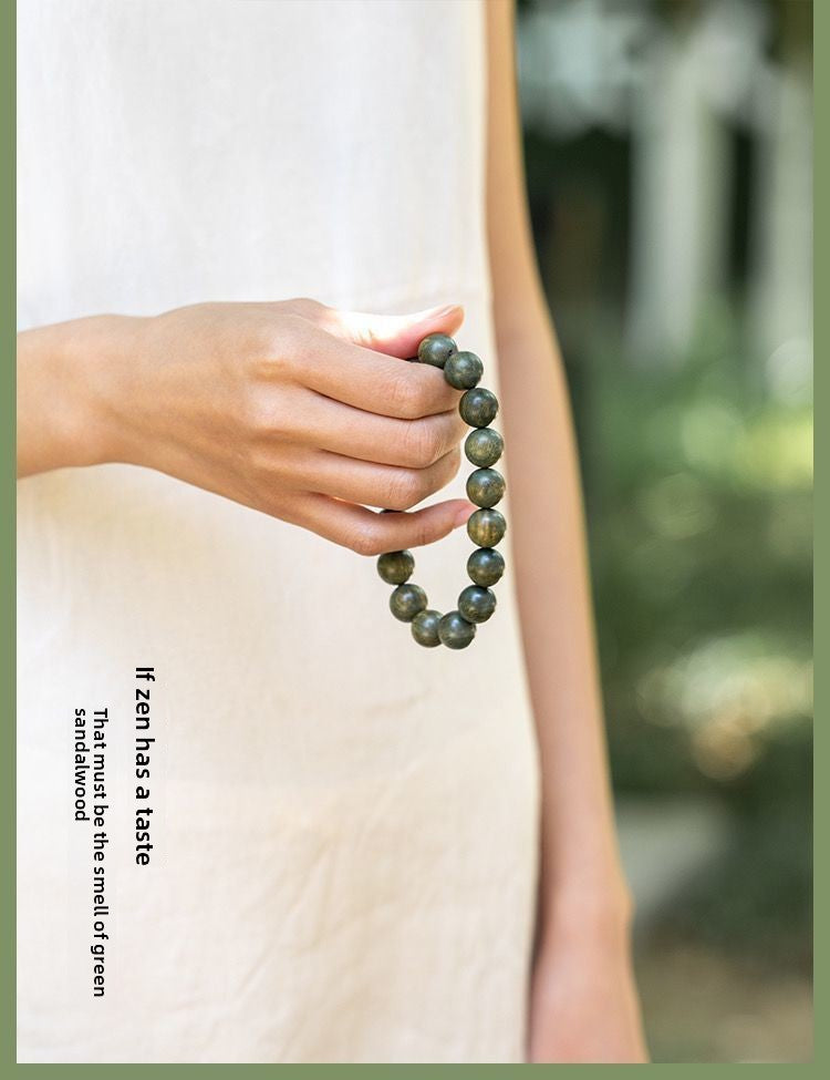 Exquisite Handcrafted Green Sandalwood Bracelet