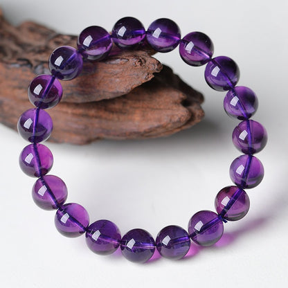 Natural Uruguayan Amethyst Round Bead Bracelet