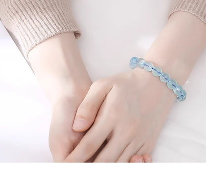 Natural Ice Starlight Aquamarine Crystal Bracelet
