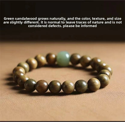 Green sandalwood bracelet for women, Chinese style, natural Hetian jade, agarwood, sandalwood, playing bracelet, men's sandalwood Buddhist beads bracelet