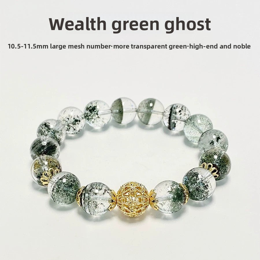 Green Ghost Crystal Bracelet, Bouquet Bracelet, Quartzite Natural Stone, Minimalist Luxury Design for Women, Gentle and Elegant.