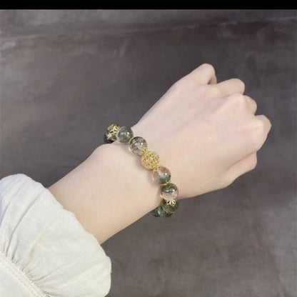 Green Ghost Crystal Bracelet, Bouquet Bracelet, Quartzite Natural Stone, Minimalist Luxury Design for Women, Gentle and Elegant.