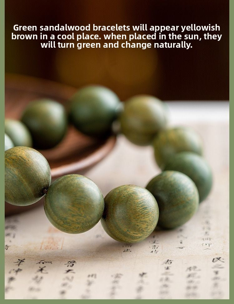 Exquisite Handcrafted Green Sandalwood Bracelet