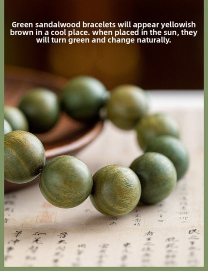 Exquisite Handcrafted Green Sandalwood Bracelet