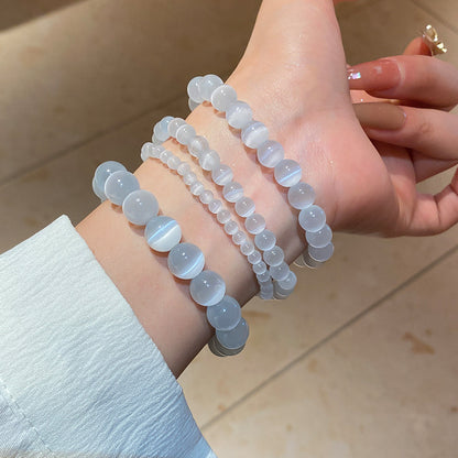 Niche White Cat's Eye Stone Beaded Bracelet