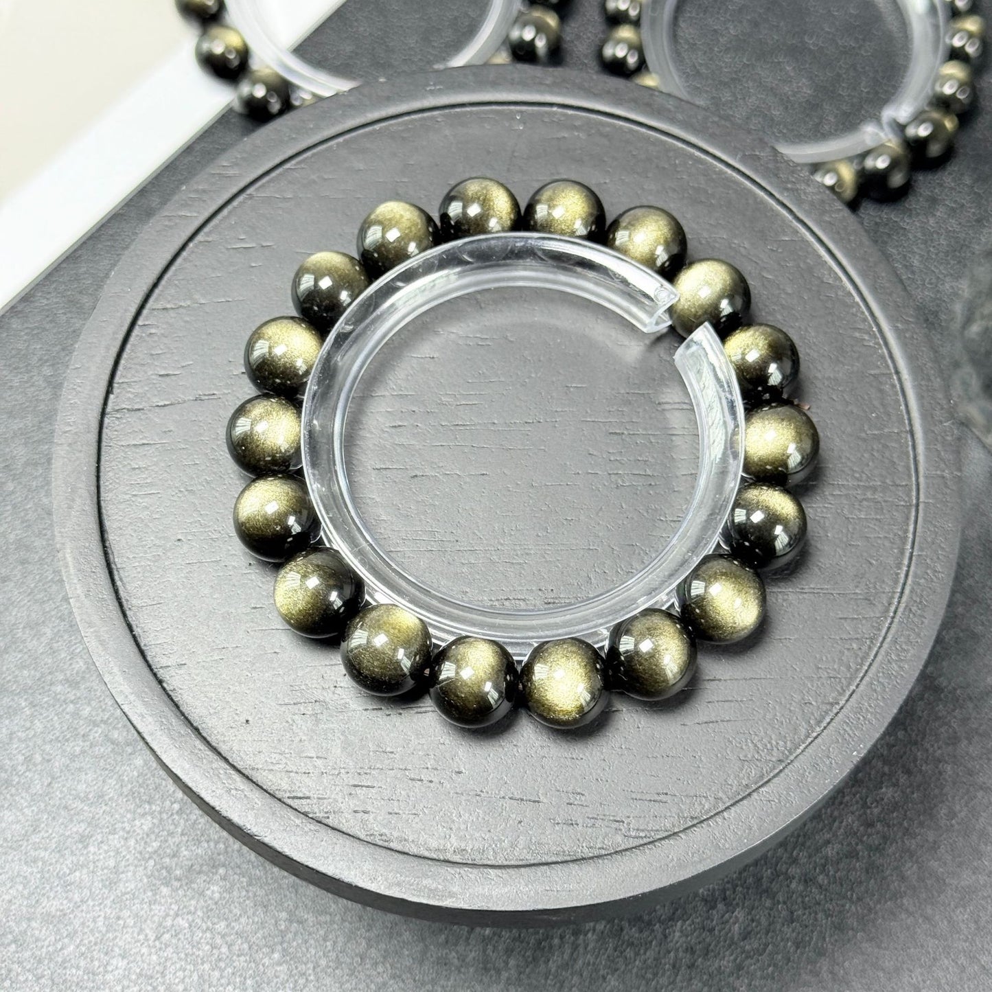 Double Eyelid Cat Long Eye Gold Obsidian Bracelet