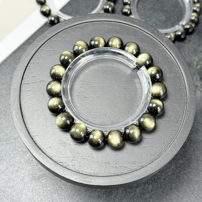 Double Eyelid Cat Long Eye Gold Obsidian Bracelet