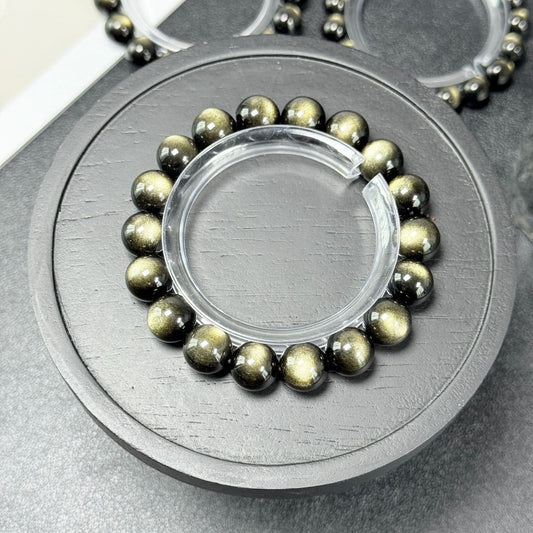 Double Eyelid Cat Long Eye Gold Obsidian Bracelet