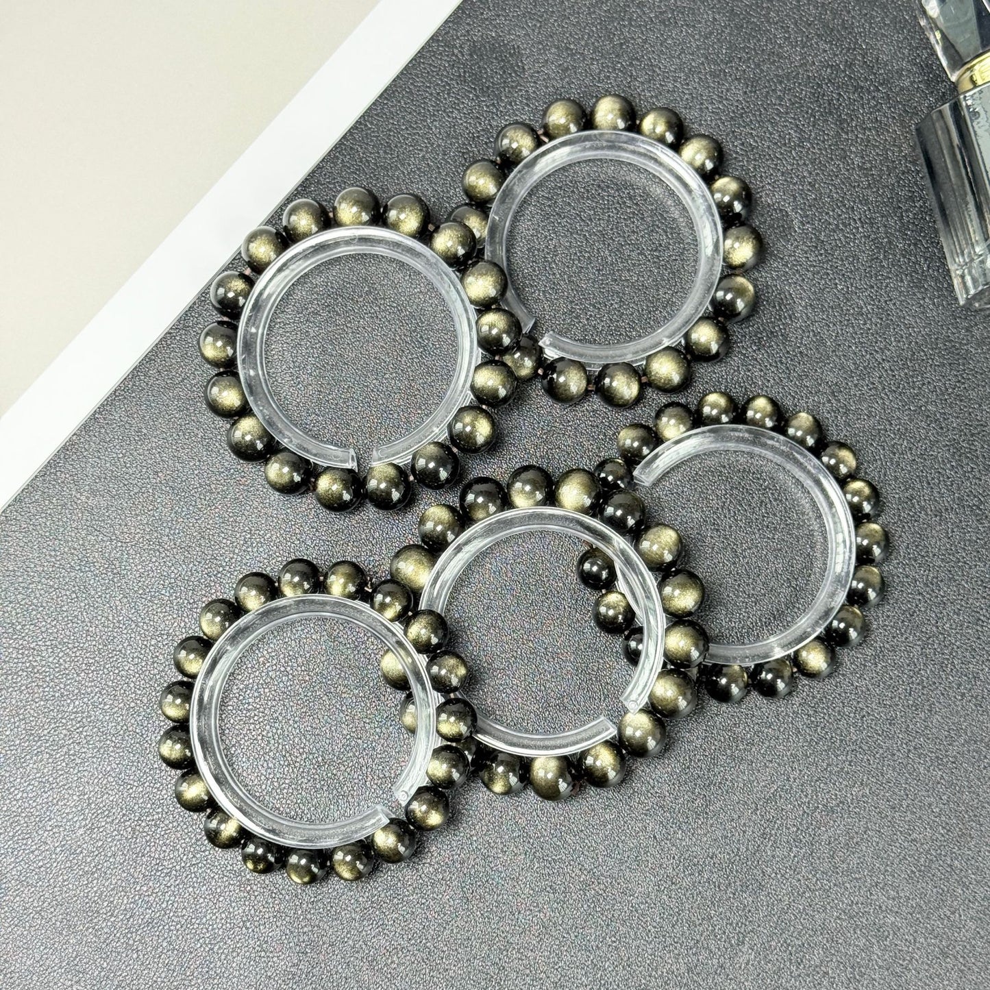 Double Eyelid Cat Long Eye Gold Obsidian Bracelet