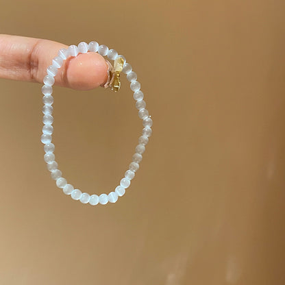 Niche White Cat's Eye Stone Beaded Bracelet