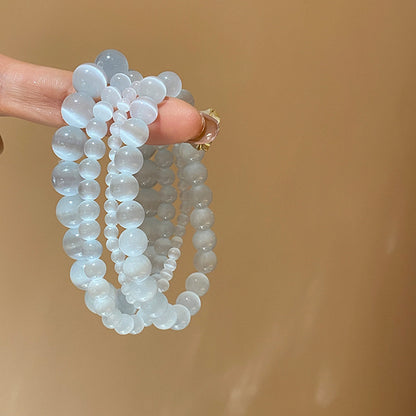 Niche White Cat's Eye Stone Beaded Bracelet