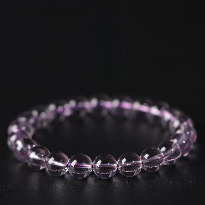 Natural Uruguayan Amethyst Round Bead Bracelet