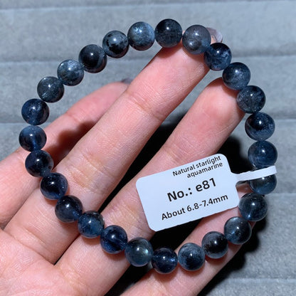 Natural Starlight Devil Blue Cat's Eye Aquamarine Bracelet