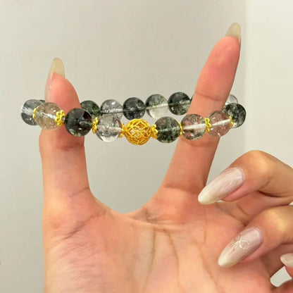 Green Ghost Crystal Bracelet, Bouquet Bracelet, Quartzite Natural Stone, Minimalist Luxury Design for Women, Gentle and Elegant.