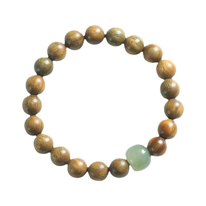 Green sandalwood bracelet for women, Chinese style, natural Hetian jade, agarwood, sandalwood, playing bracelet, men's sandalwood Buddhist beads bracelet