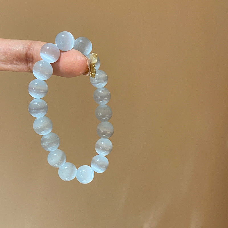 Niche White Cat's Eye Stone Beaded Bracelet