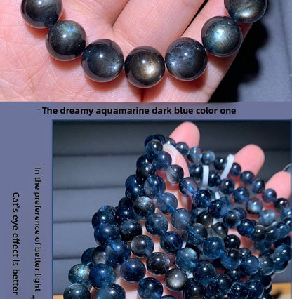 Natural Starlight Devil Blue Cat's Eye Aquamarine Bracelet