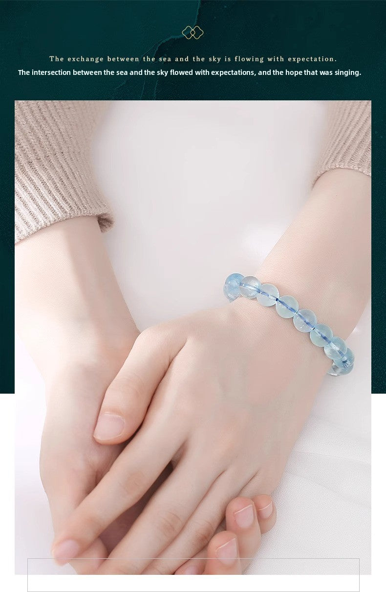 Natural Ice Starlight Aquamarine Crystal Bracelet