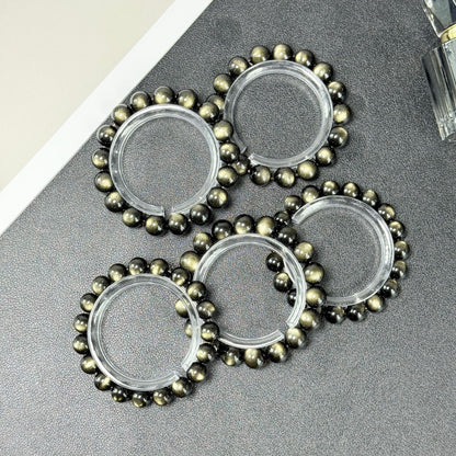 Double Eyelid Cat Long Eye Gold Obsidian Bracelet