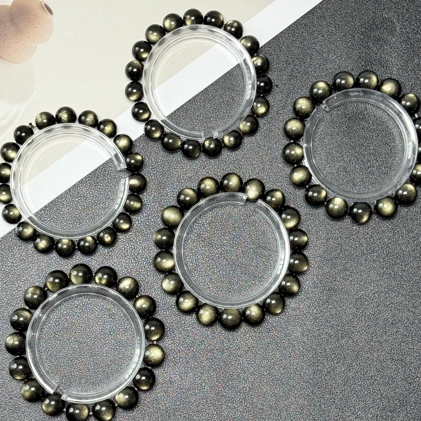Double Eyelid Cat Long Eye Gold Obsidian Bracelet