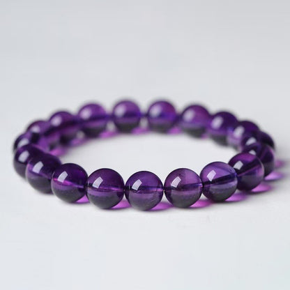 Natural Uruguayan Amethyst Round Bead Bracelet